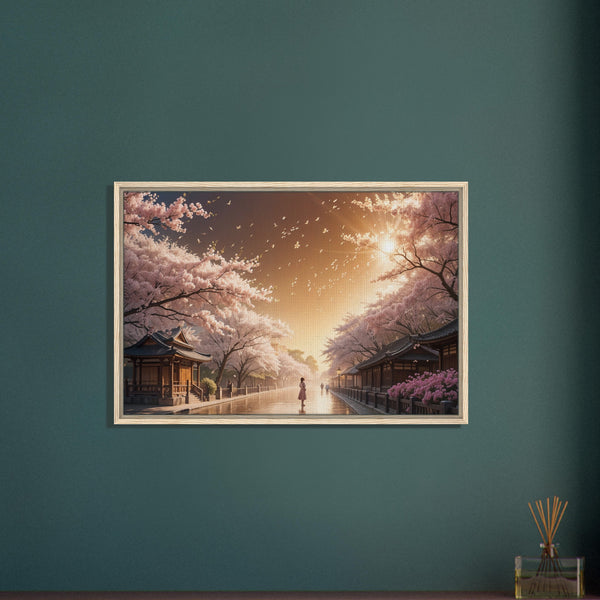 Golden Hour - Cherry Blossoms and Sunrise Canvas - - Framed Canvas