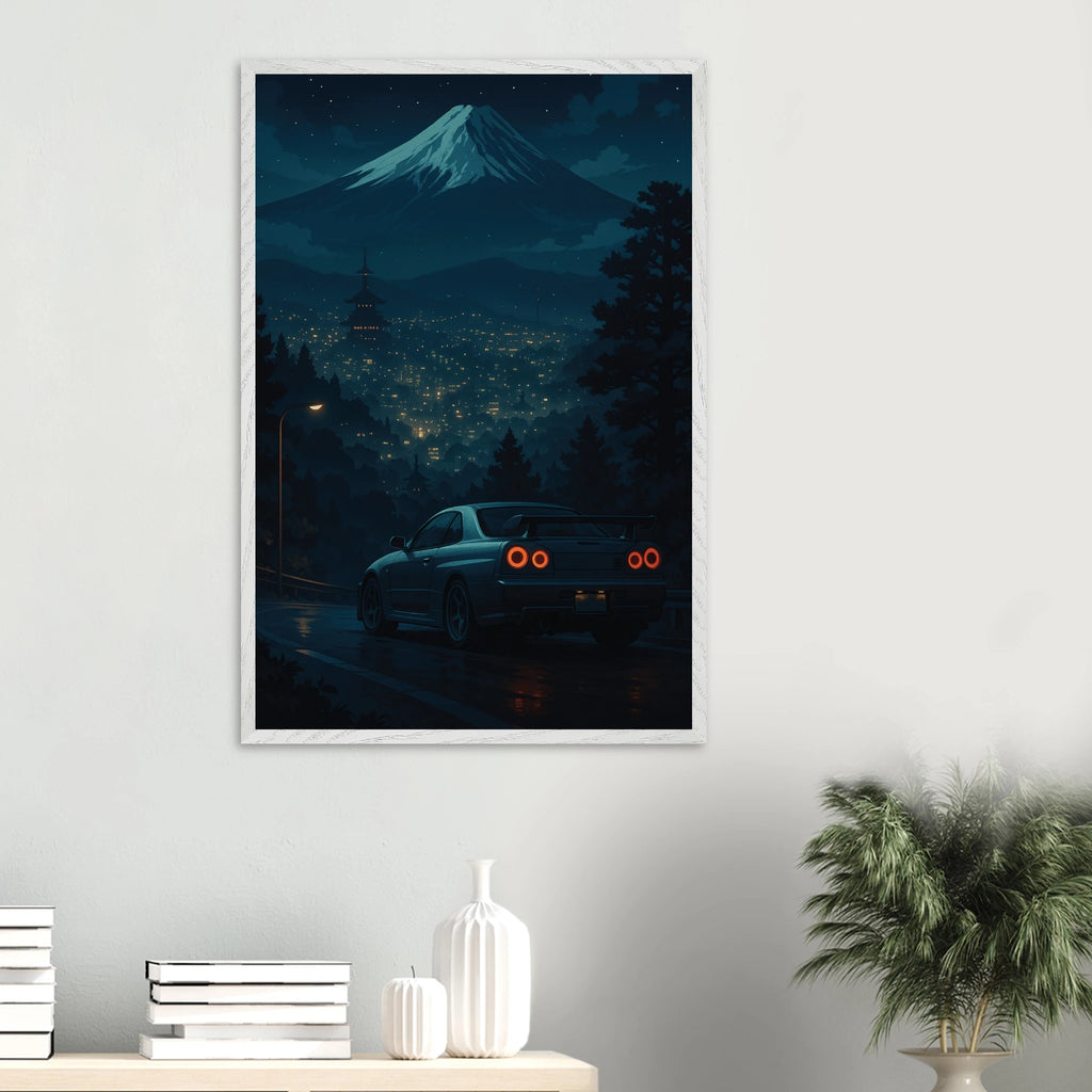 Gift Memories - Skyline Car Wooden Framed Poster - - Wooden Framed Posters