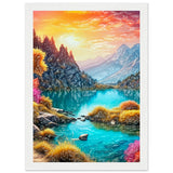 Mountain Serenity - Tranquil Landscape Art - A4 21x29.7 cm 8x12″ White frame - Wooden Framed Poster