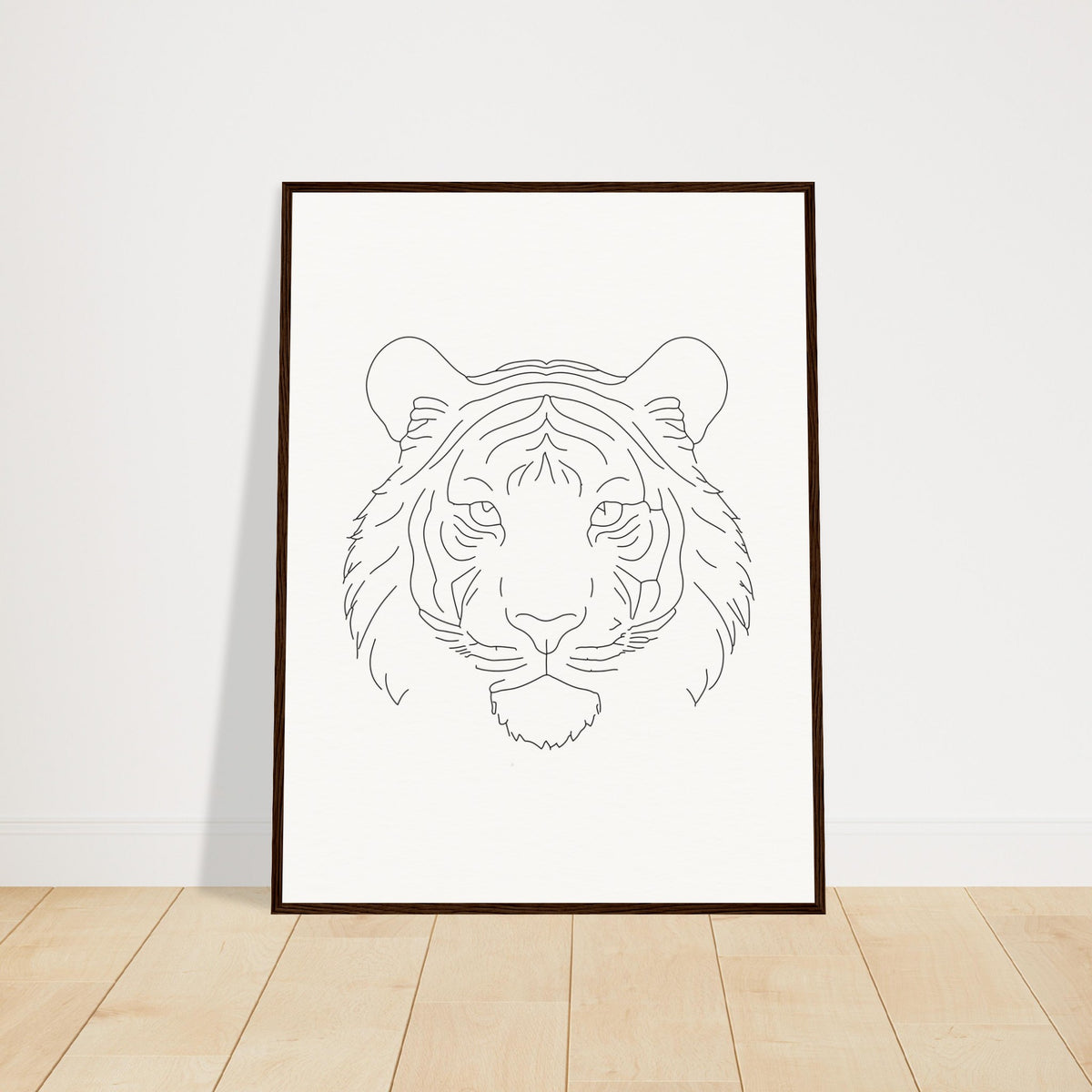 Majestic Lines - The Tiger's Gaze - 60x80 cm 24x32″ Dark wood frame - Wooden Framed Posters