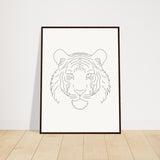 Majestic Lines - The Tiger's Gaze - 60x80 cm 24x32″ Dark wood frame - Wooden Framed Posters