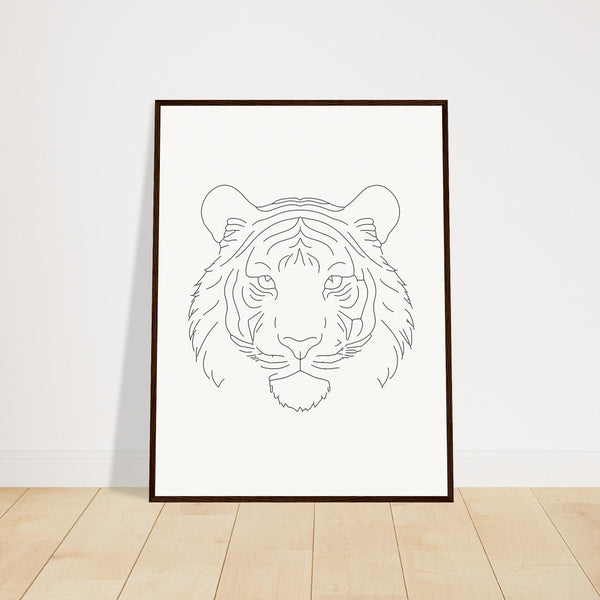 Majestic Lines - The Tiger's Gaze - 60x80 cm 24x32″ Dark wood frame - Wooden Framed Posters