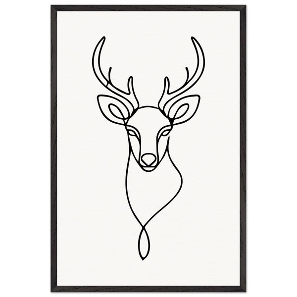 Nature's Outline - Elegant Deer in Wooden Frame - 60x90 cm 24x36″ Black frame - Wooden Framed Posters