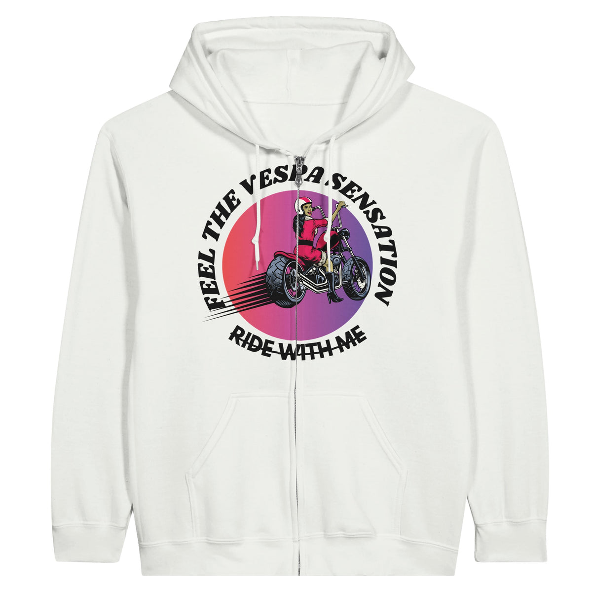 Feel the Freedom - Vespa Adventures Await With Zip Hoodie - White - Hoodies