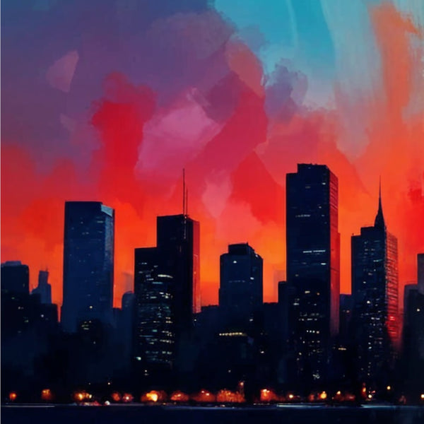 Radiant Cityscape at Dusk - - Framed Posters