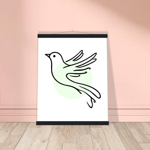 Image of Serene Wings - Bird Art Poster with Magnetic Wooden Hanger