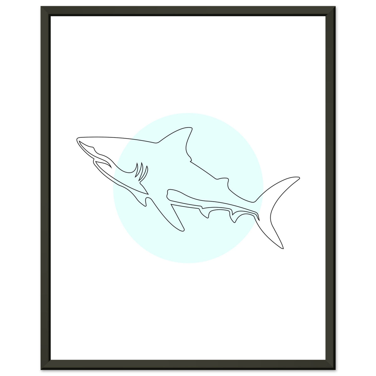 Majestic Shark - Minimalist Line Art - 40x50 cm 16x20″ - Metal Framed Posters