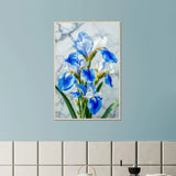 Blue Iris Wooden Poster – A Gift for Flower Lovers - Wood frame - Wooden Framed Posters