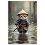 Samurai Kitty - Zen Warrior Framed Art - - Wooden Framed Posters