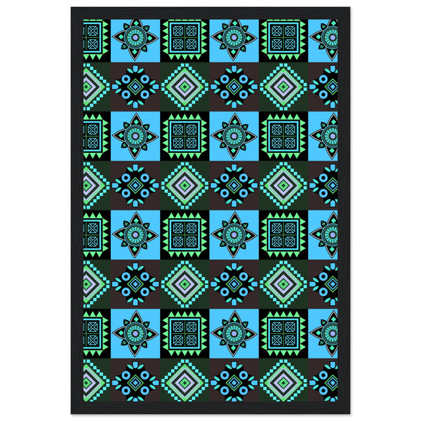 Symmetry in Blue - Luxurious Framed Print - 30x45 cm 12x18″ Black frame - Wooden Framed Posters