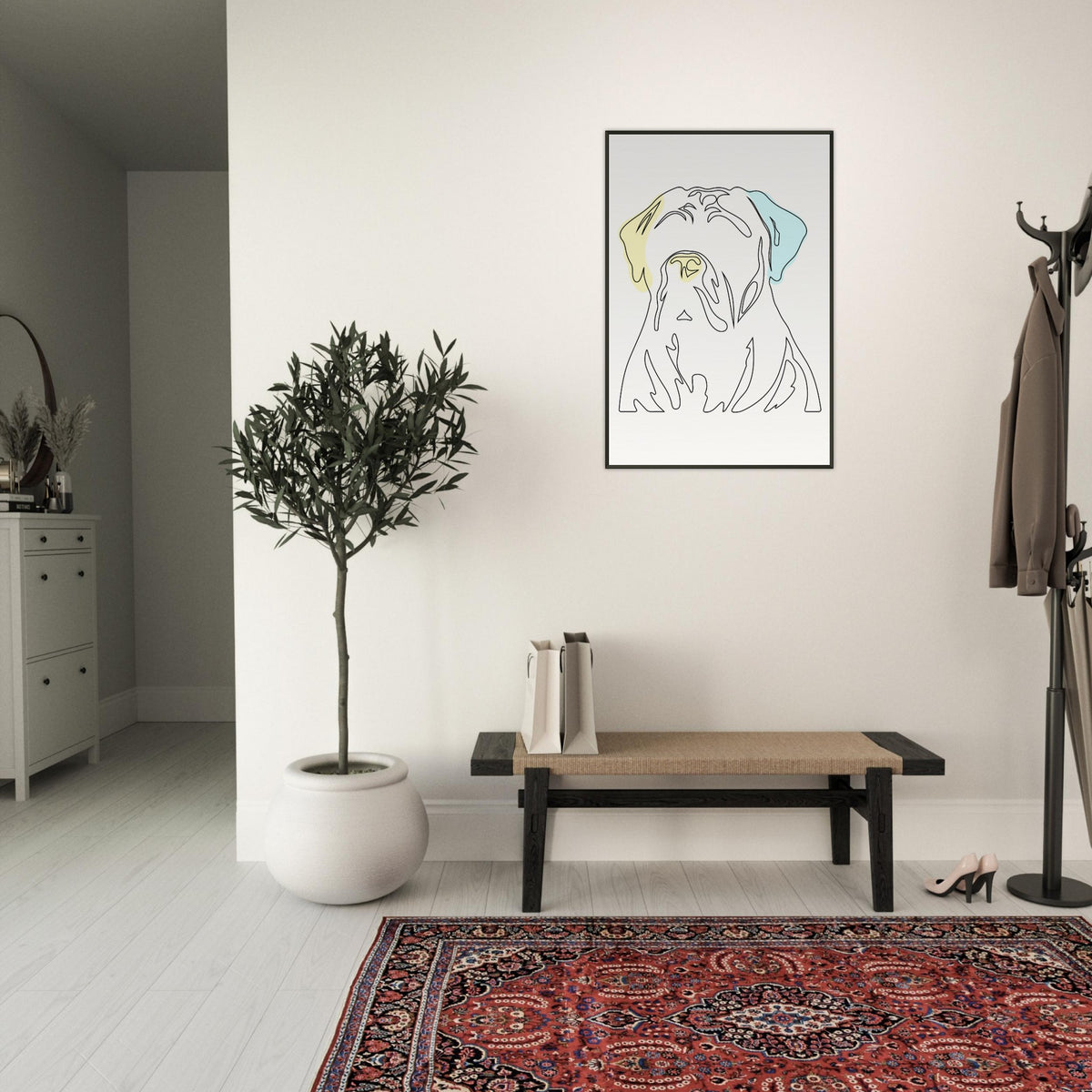 Canine Contour - Minimalist Dog Art - - Metal Framed Posters