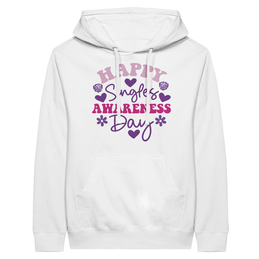 Celebrate Singles Awareness Day with Colorful Hearts Hoodie - White - Hoodies