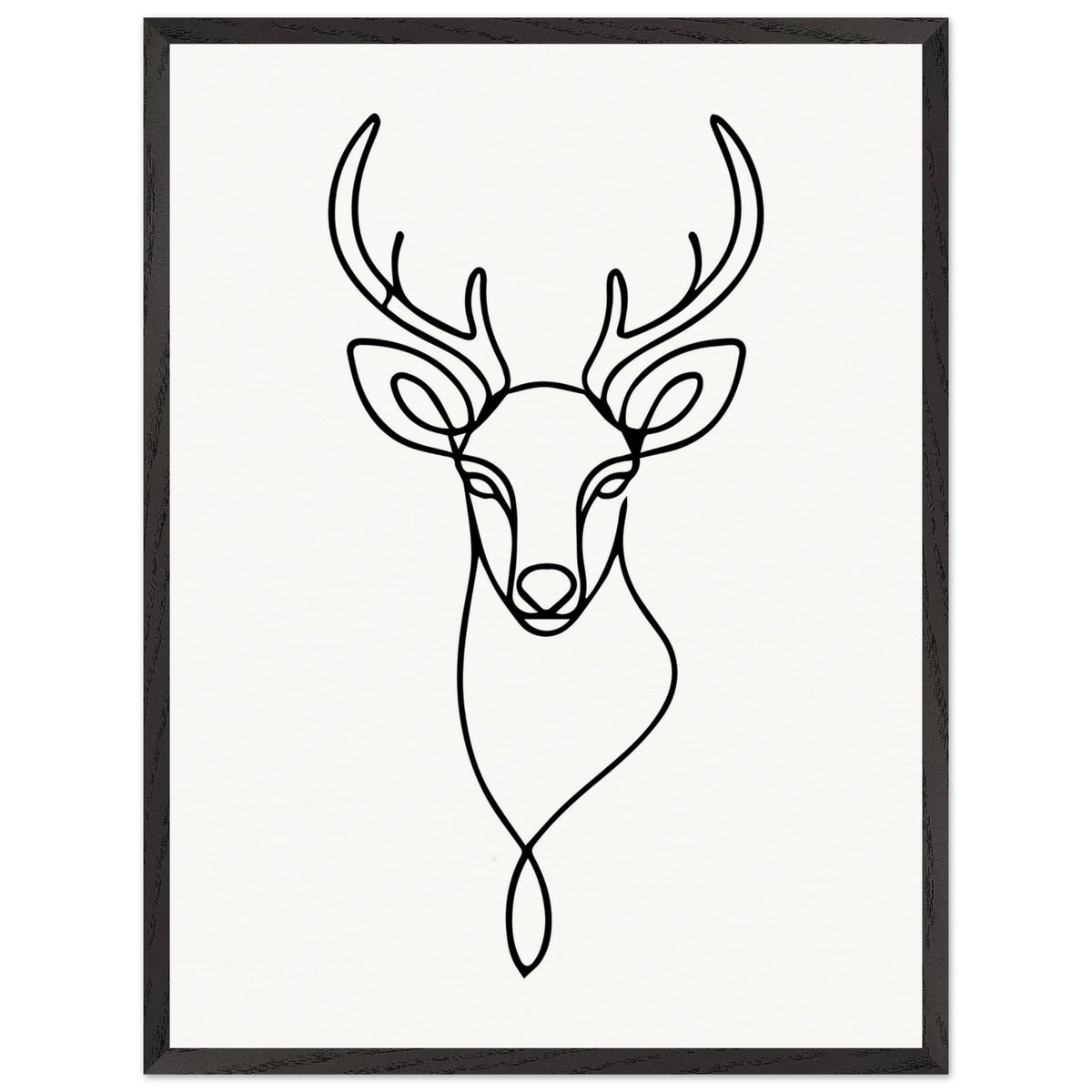 Nature's Outline - Elegant Deer in Wooden Frame - 60x80 cm 24x32″ Black frame - Wooden Framed Posters