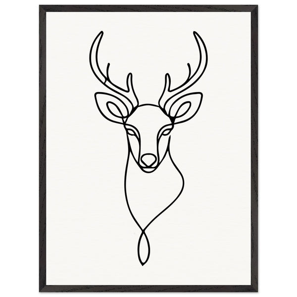 Nature's Outline - Elegant Deer in Wooden Frame - 60x80 cm 24x32″ Black frame - Wooden Framed Posters