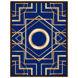 Art Deco Elegance - Blue & Gold Geometric Framed Print - 45x60 cm 18x24″ Dark wood frame - Wooden Framed Posters