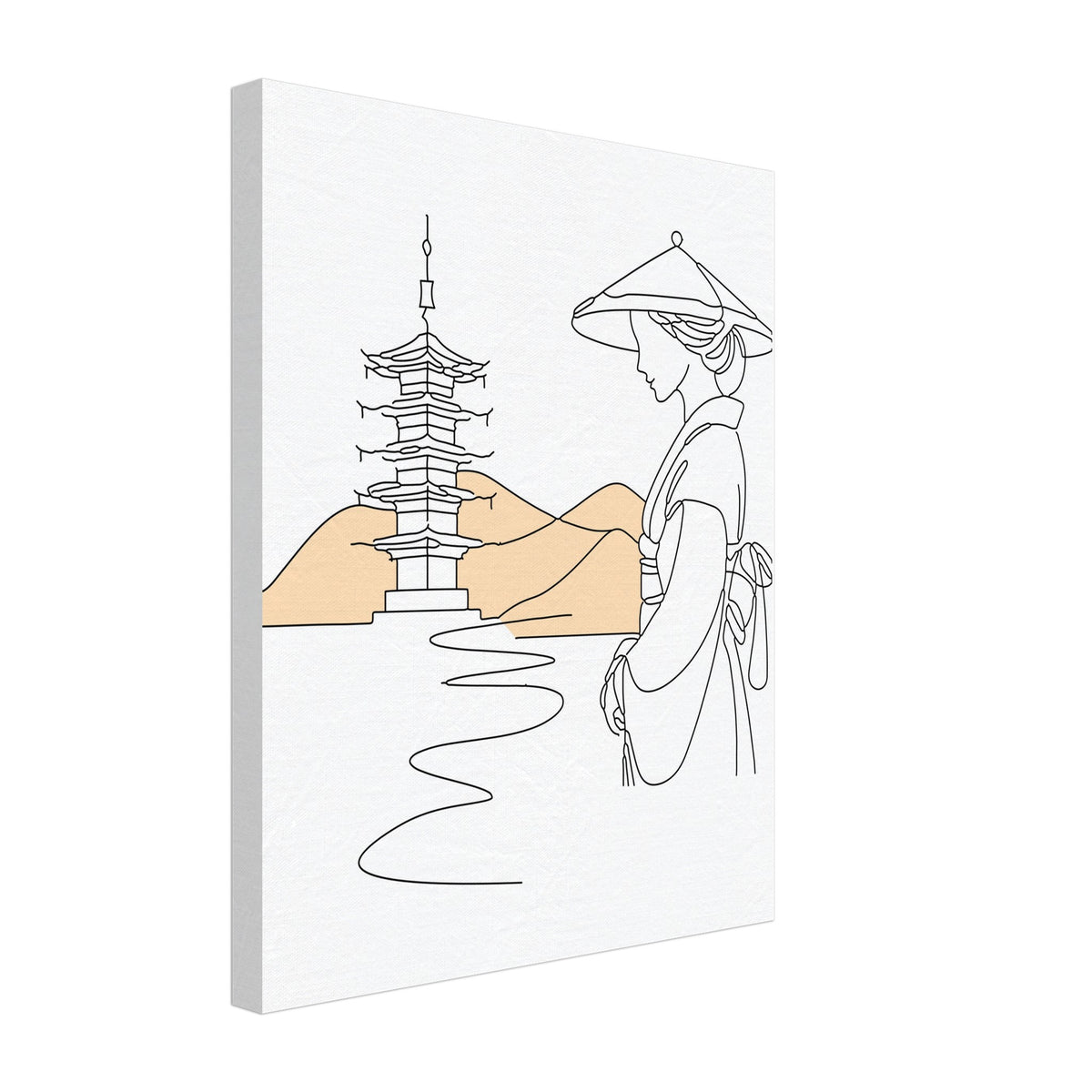 Tranquil Japanese Line Art - Canvas Edition - - Canvas Prints