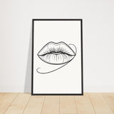 Natural Beauty - Framed Lips Artwork on Matte Paper - - Wooden Framed Posters