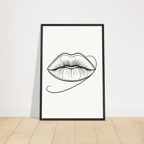 Natural Beauty - Framed Lips Artwork on Matte Paper - - Wooden Framed Posters