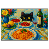 Gift Joyful Moments – Cat Dinner Metal Framed Poster - - Metal Framed Posters