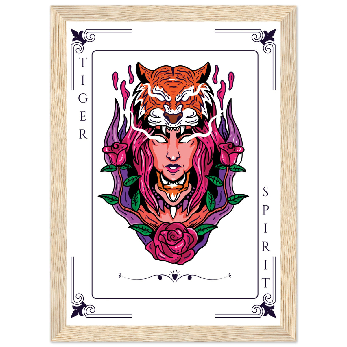 Artistry Unleashed - Warrior, Sacred Bull, and Tiger Spirit - - Wooden Framed Posters