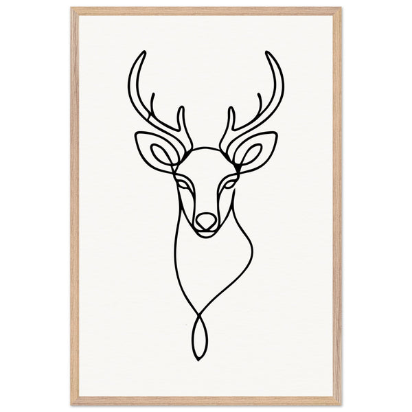 Nature's Outline - Elegant Deer in Wooden Frame - 60x90 cm 24x36″ Wood frame - Wooden Framed Posters