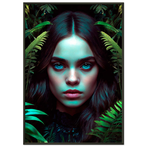 Emerald Mystique - Captivating Eyes in Nature - 70x100 cm 28x40″ - Metal Framed Posters