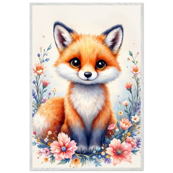 Adorable Fox & Blossoms - Nature's Delight - - Framed Posters