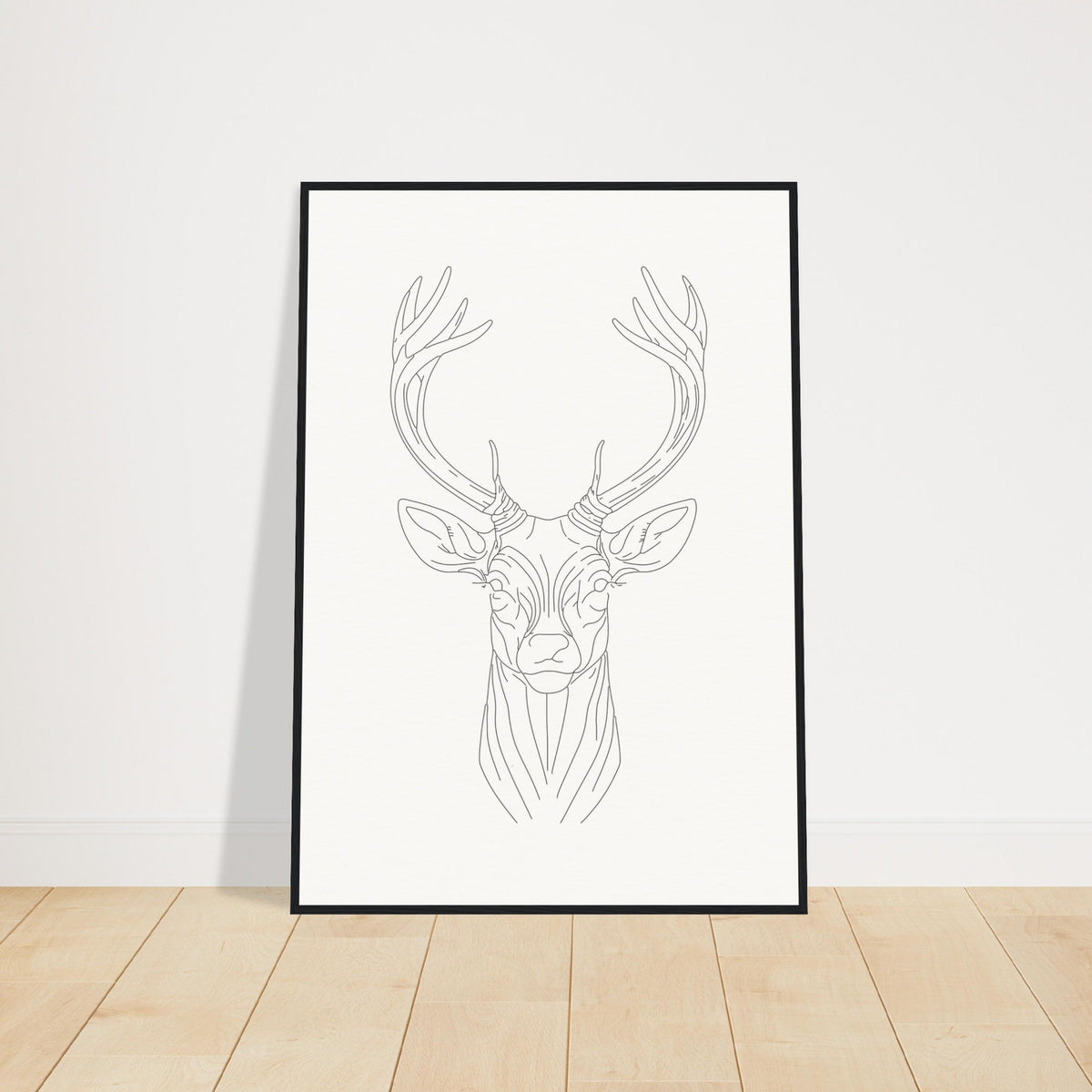 Nature's Grace - Deer Illustration - 70x100 cm 28x40″ Black frame - Wooden Framed Posters