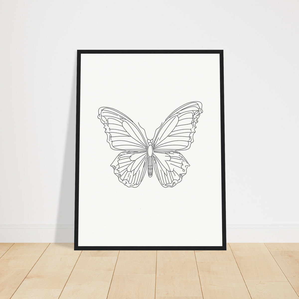 Butterfly Grace - Framed Minimalist Art - 45x60 cm 18x24″ Black frame - Wooden Framed Posters