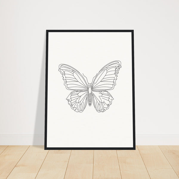 Butterfly Grace - Framed Minimalist Art - 45x60 cm 18x24″ Black frame - Wooden Framed Posters