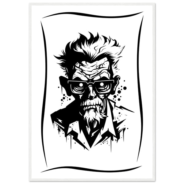 Edgy Artistry - Black and White Character - 70x100 cm 28x40″ White frame - Wooden Framed Posters