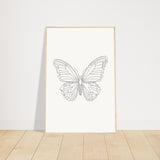 Butterfly Grace - Framed Minimalist Art - 60x90 cm 24x36″ Wood frame - Wooden Framed Posters