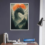 Blood Moon Dragon – Wooden Framed Poster Gift - - Wooden Framed Posters