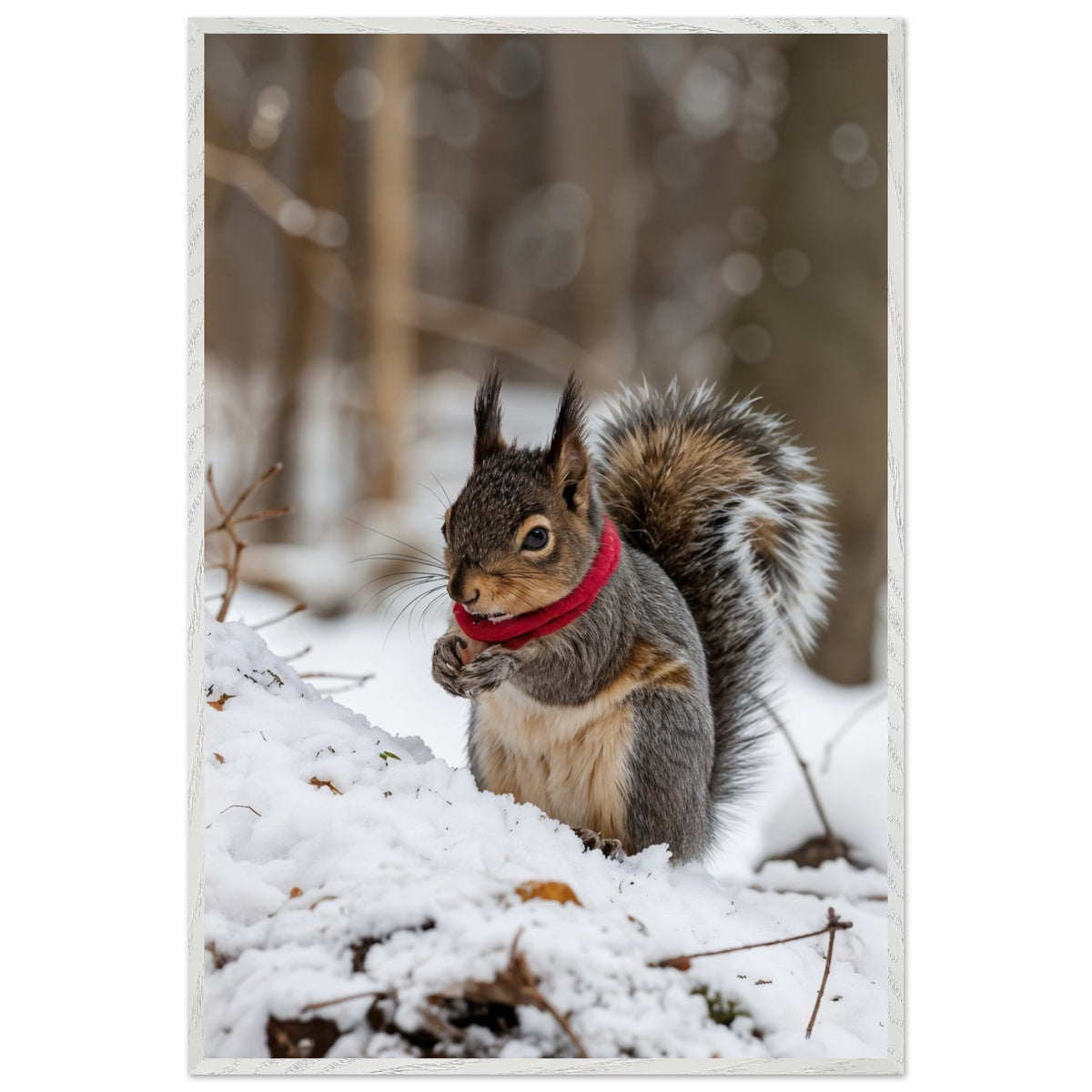 Nature’s Charm - Winter Squirrel Framed Wall Art - - Framed Posters