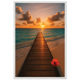 Romantic Wooden Framed Poster – Sunset by the Sea - - Wooden Framed Posters