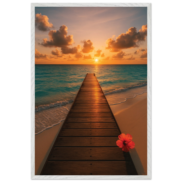 Romantic Wooden Framed Poster – Sunset by the Sea - - Wooden Framed Posters