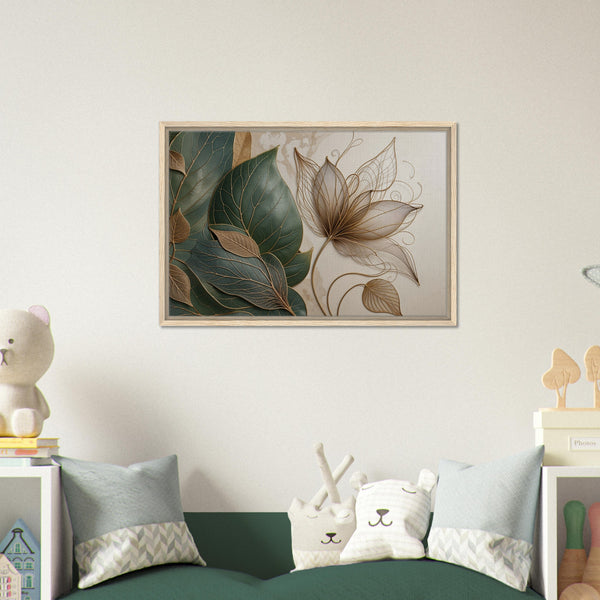 Golden Veins - Framed Botanical Canvas Masterpiece - - Framed Canvas