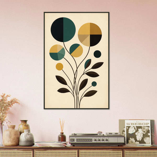 Gift Mid-Century Blooms – Premium Metal Framed Poster Art - - Metal Framed Posters