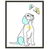 Whimsical Paws - Puppy Line Art with Soft Pastels - 40x50 cm 16x20″ - Metal Framed Posters