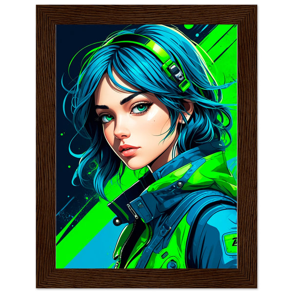 Neon Dreams - Vibrant Wall Decor - 15x20 cm 6x8″ Dark wood frame - Framed Posters