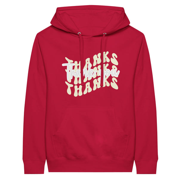 Gratitude in Threads - Premium Thanksgiving Typography Hoodie - Red - Hoodies