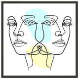 Twins in Harmony - Minimalist Faces with Pastel Touch - 50x50 cm 20x20″ - Metal Framed Posters