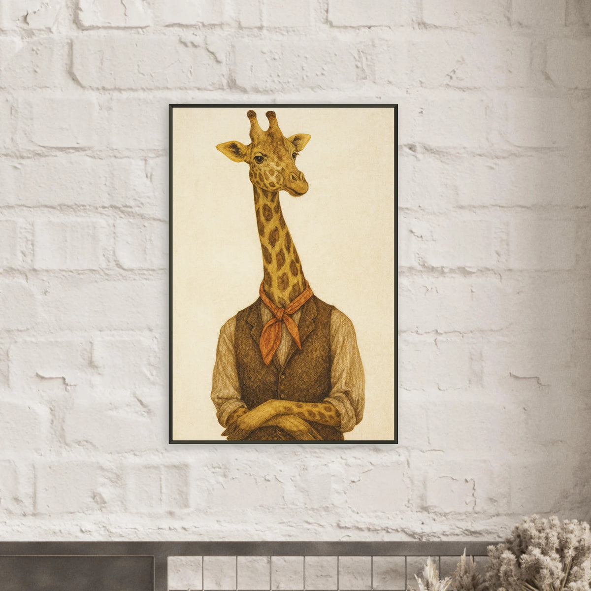 Gift Whimsical Charm – Dapper Giraffe Metal Framed Poster - - Metal Framed Posters
