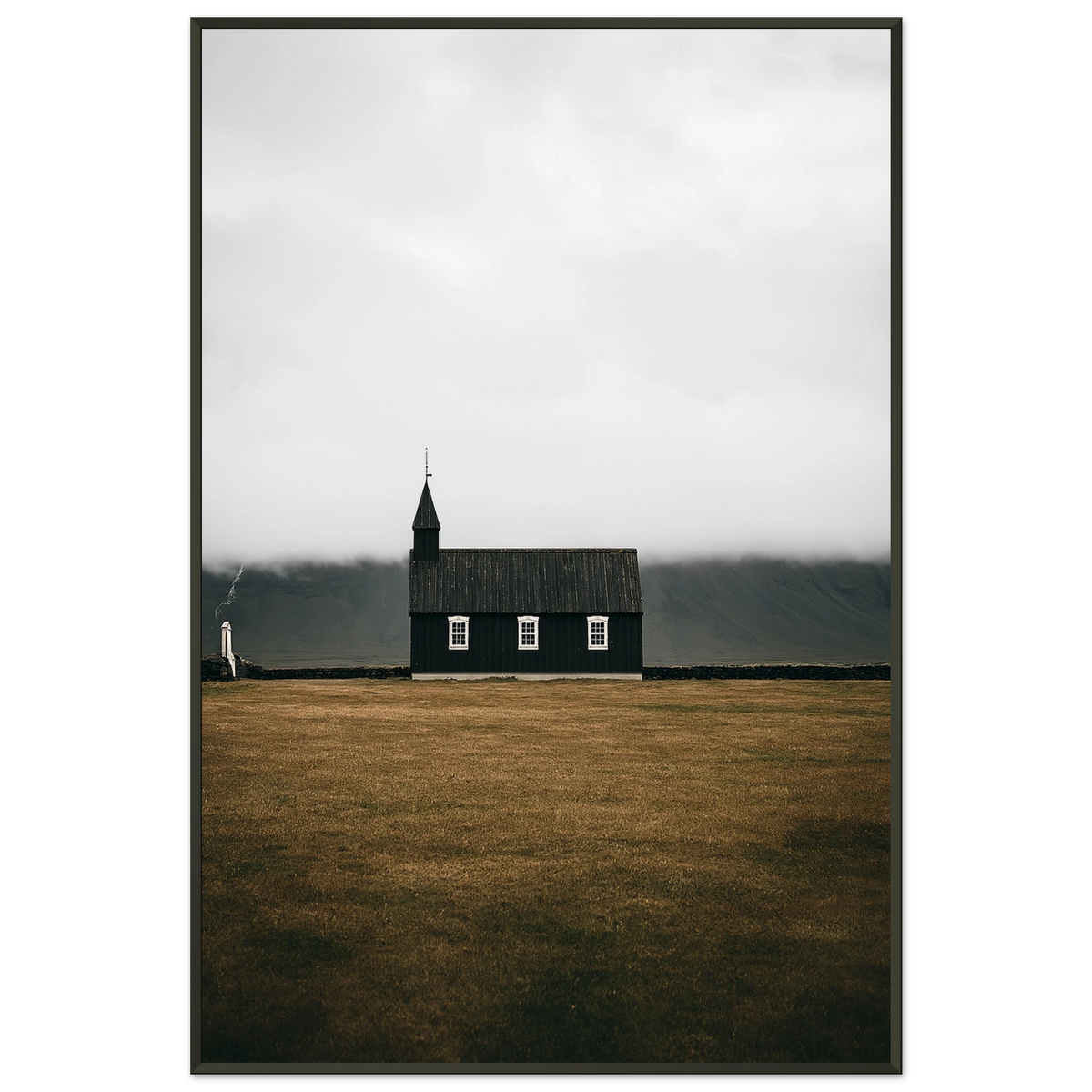 Serene Black Church – Giftable Metal Framed Poster - - Metal Framed Posters