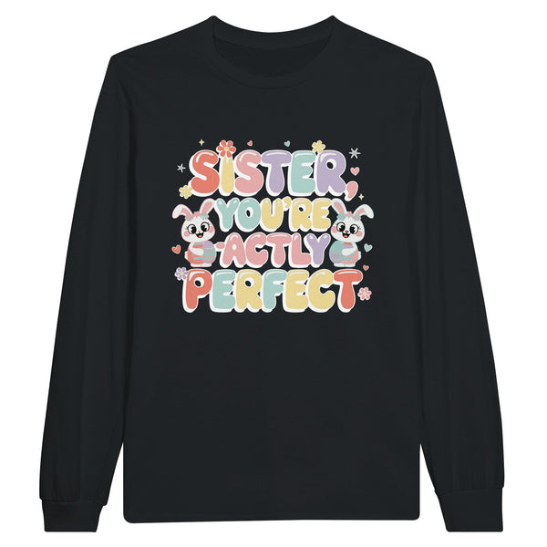 Gift Joyfully – Pastel Bunny Easter Tee for Sisters - Black - Long Sleeves T-shirts