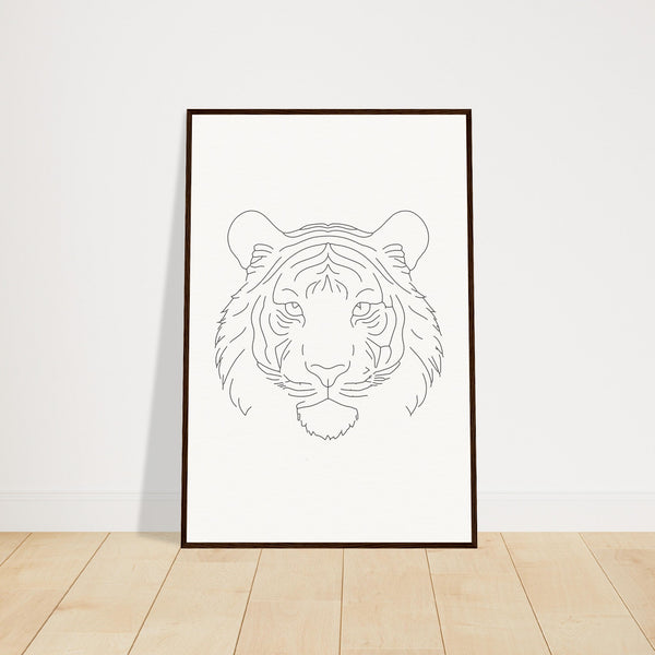 Majestic Lines - The Tiger's Gaze - 60x90 cm 24x36″ Dark wood frame - Wooden Framed Posters