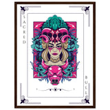 Artistry Unleashed - Warrior, Sacred Bull, and Tiger Spirit - 45x60 cm 18x24″ Dark wood frame Sacred Bull - Wooden Framed Posters