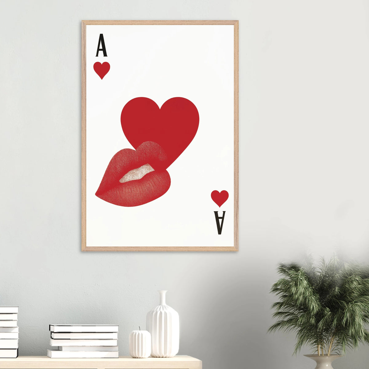 Love Wins Framed Poster – Ace of Hearts Design - Wood frame - Wooden Framed Posters