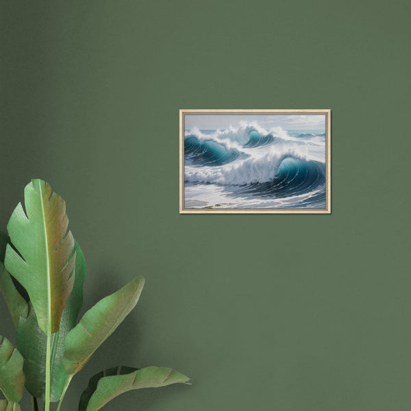 Ocean Symphony - Captivating Waves in Motion - - Framed Canvas