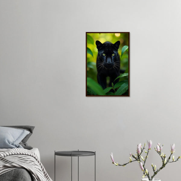 Emerald Gaze - Black Panther Framed Poster - 40x60 cm 16x24″ Dark wood frame - Wooden Framed Posters